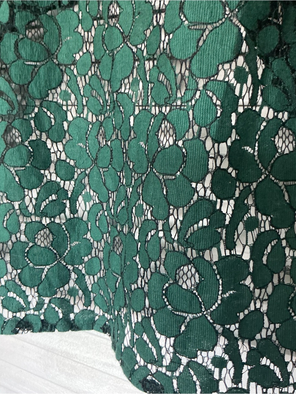 Forest Green Floral Lace Sleeveless Blouse - Picture 4 of 4